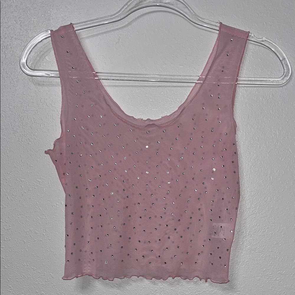 Pink Sleeveless Top with Rhinestone Accents - Picture 5 of 5